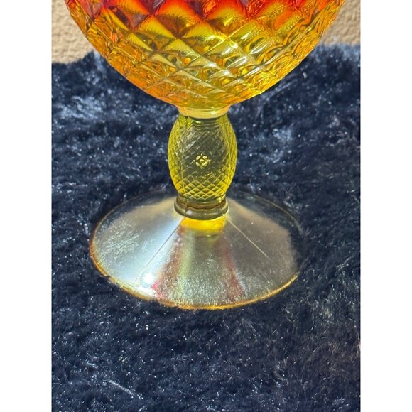 Vintage Viking Yesteryear Amberina Pineapple Diamond Point Compote Crimped EUC - Picture 2 of 7